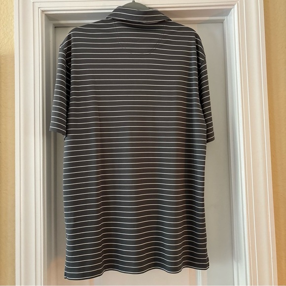 OXFORD AMERICA SEA SCAPE GOLF LINKS MENS MEDIUM POLO GREY WHITE STRIPES - Picture 8 of 14